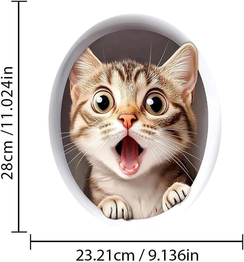 Iprokiu Cute Animal Toilet Sticker Waterproof 3D Funny Dog Cracking Toilet Seat Lid Decal Bathroom Wall Sticker Squirrel Toilet Lid Decal Home Decoration (Lovely Cat) - Image 4